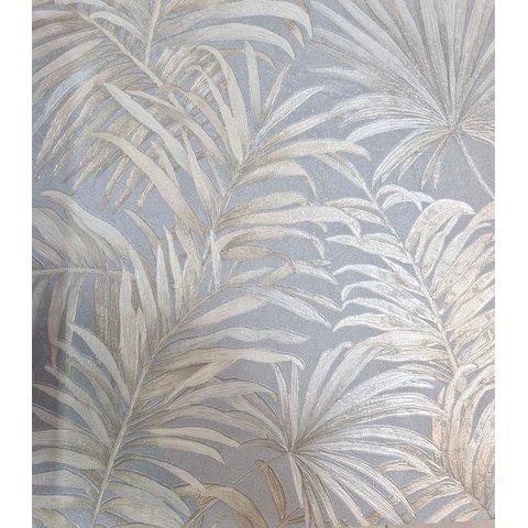 Papel de Parede Poet Chart 5 Natureza Folhas Cinza Dourado