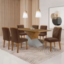 Ver imagem 1 de Mesa para Sala de Jantar Aster 180cm Mdf Tampo Laminado Canto Copo e 6 Cadeiras Melissa