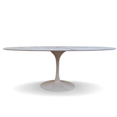 Mesa de Jantar Tulipa Saarinen Oval 2.35x122cm Testurizado Marmore Modelar Art Moveis