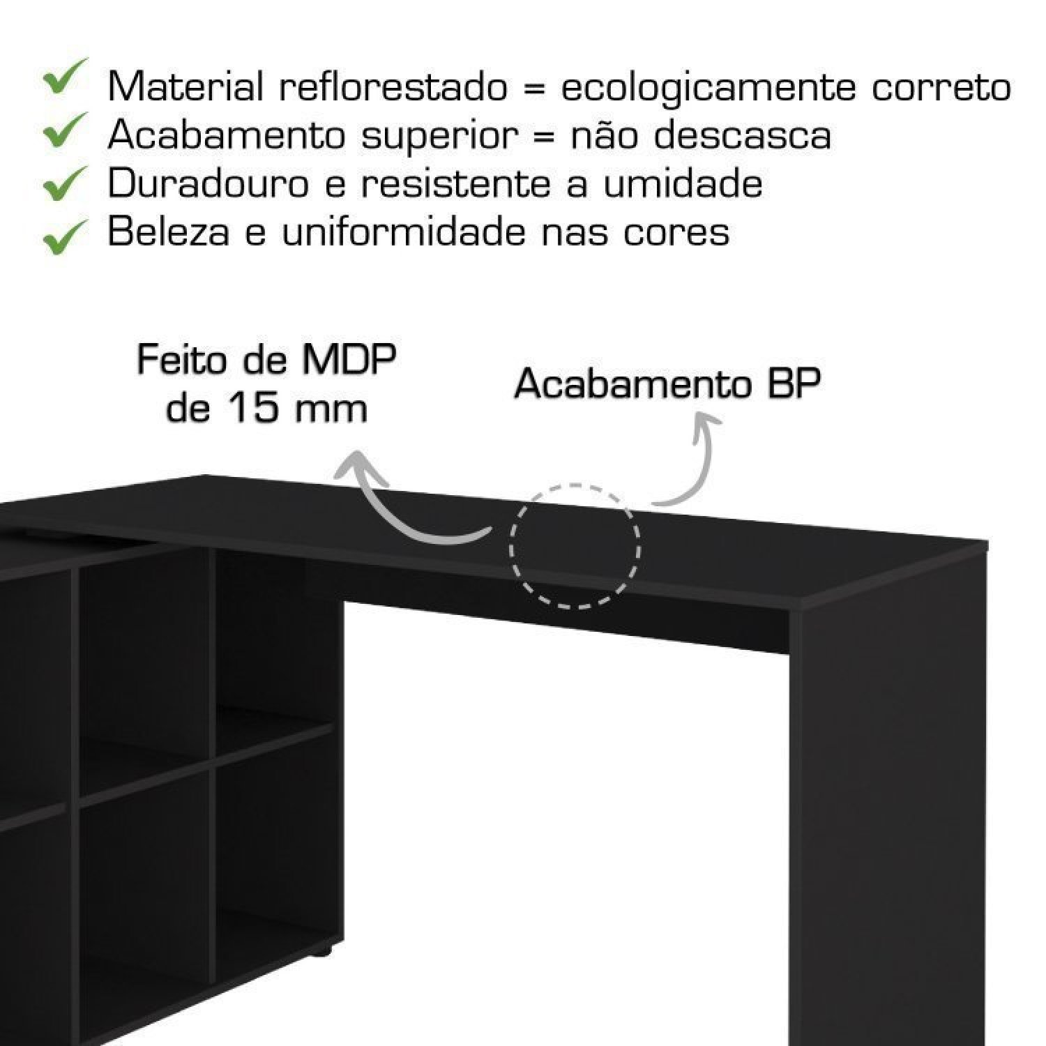 Kit 2 Peças com Escrivaninha em L Cubos e Estante Livreiro - 13