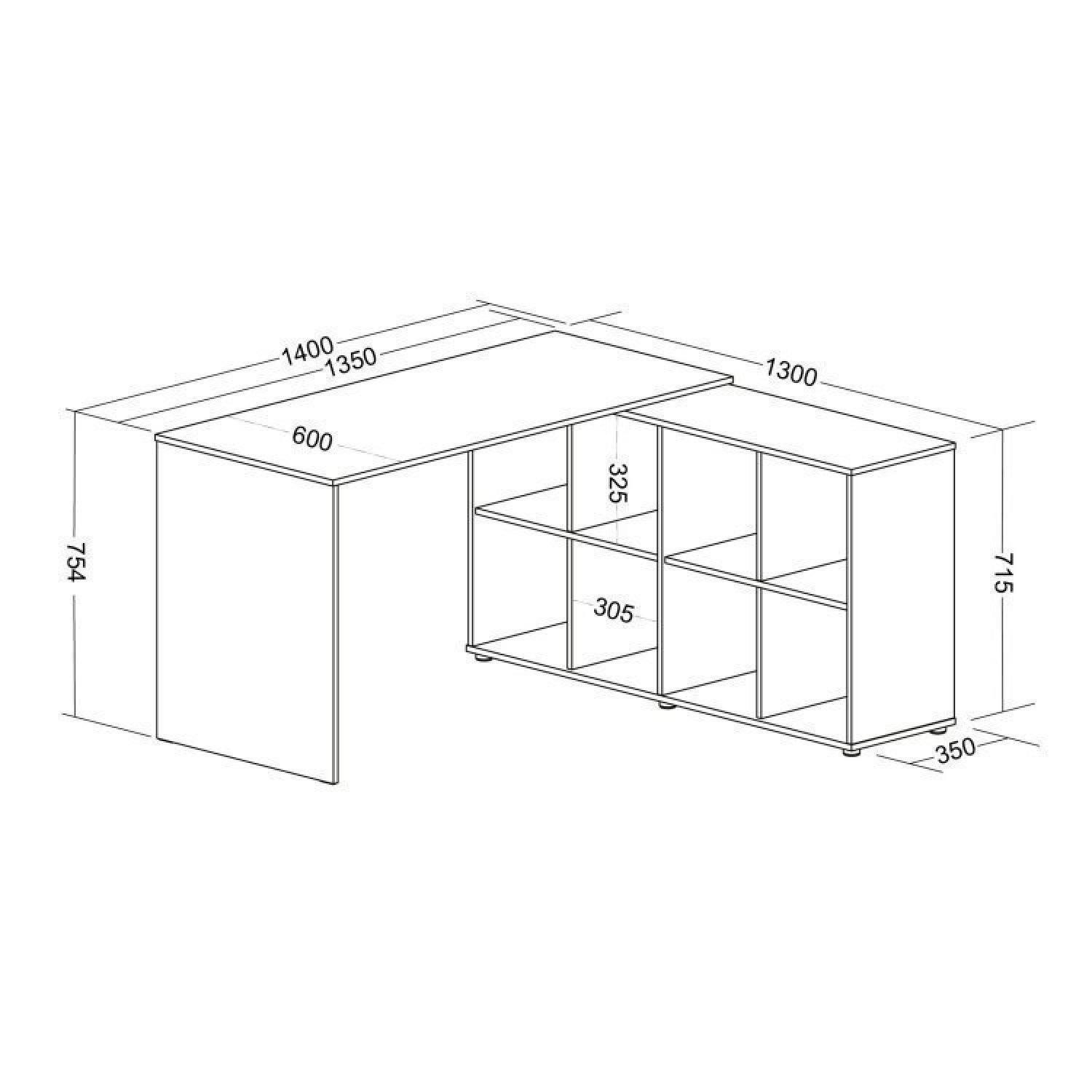 Kit 2 Peças com Escrivaninha em L Cubos e Estante Livreiro - 7