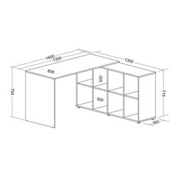Kit 2 Peças com Escrivaninha em L Cubos e Estante Livreiro - 5