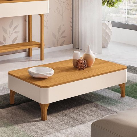 Mesa de Centro Liz Off White Cinamomo - Hb Móveis