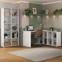 Ver imagem 1 de Conjunto 2 Peças com Escrivaninha em L Cubos e Estante Livreiro Branco Artany 100% MDF