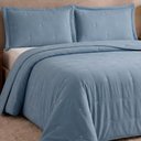 Ver imagem 4 de Kit Cobre Leito Colcha Fenix King 3 Peças Percal 300 Fios Azul Clara Luz Decora
