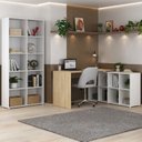 Ver imagem 1 de Conjunto 2 Peças com Escrivaninha em L Cubos e Estante Livreiro Branco Carvalho Artany 100% MDF