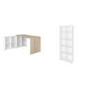 Ver imagem 2 de Conjunto 2 Peças com Escrivaninha em L Cubos e Estante Livreiro Branco Carvalho Artany 100% MDF