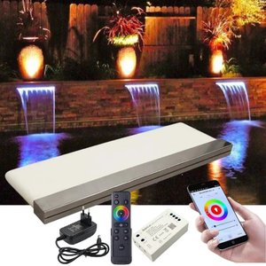 Cascata de Piscina 40cm de Embutir com Iluminação Led RGB e Controlador WiFi