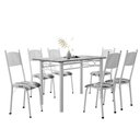Ver imagem 1 de Conjunto de Mesa Sala de Jantar Sara com 6 Cadeiras Tubular Granito 1,40m Artefamol Branco / Floral