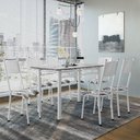 Ver imagem 2 de Conjunto de Mesa Sala de Jantar Sara com 6 Cadeiras Tubular Granito 1,40m Artefamol Branco / Floral