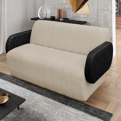 Sofá 3 Lugares Decorativo 168cm Túlio Sintético Pu e Bouclê K01 - D’Rossi