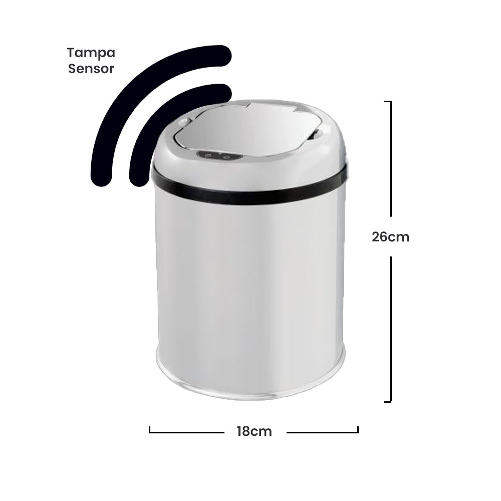Lixeira Automática Inox 3 Litros Premium Sensor Banheiro Cozinha Escritório Kzi - 2
