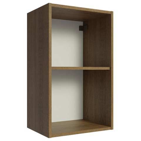 Armário Aéreo 40 Cm com 2 Nichos Abertos para Cozinha Madesa Lux, Glamy, Agata, Stella - Rustic