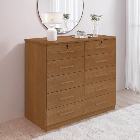 Cômoda 10 Gavetas com Chave 100% MDF Ryad