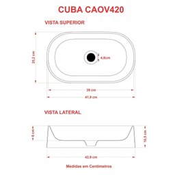 Cuba de Apoio para Banheiro Laila O42 Oval Compace - 3