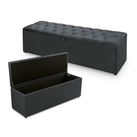 Recamier com Baú Treviso 80cm em Tecido Tipo Linho