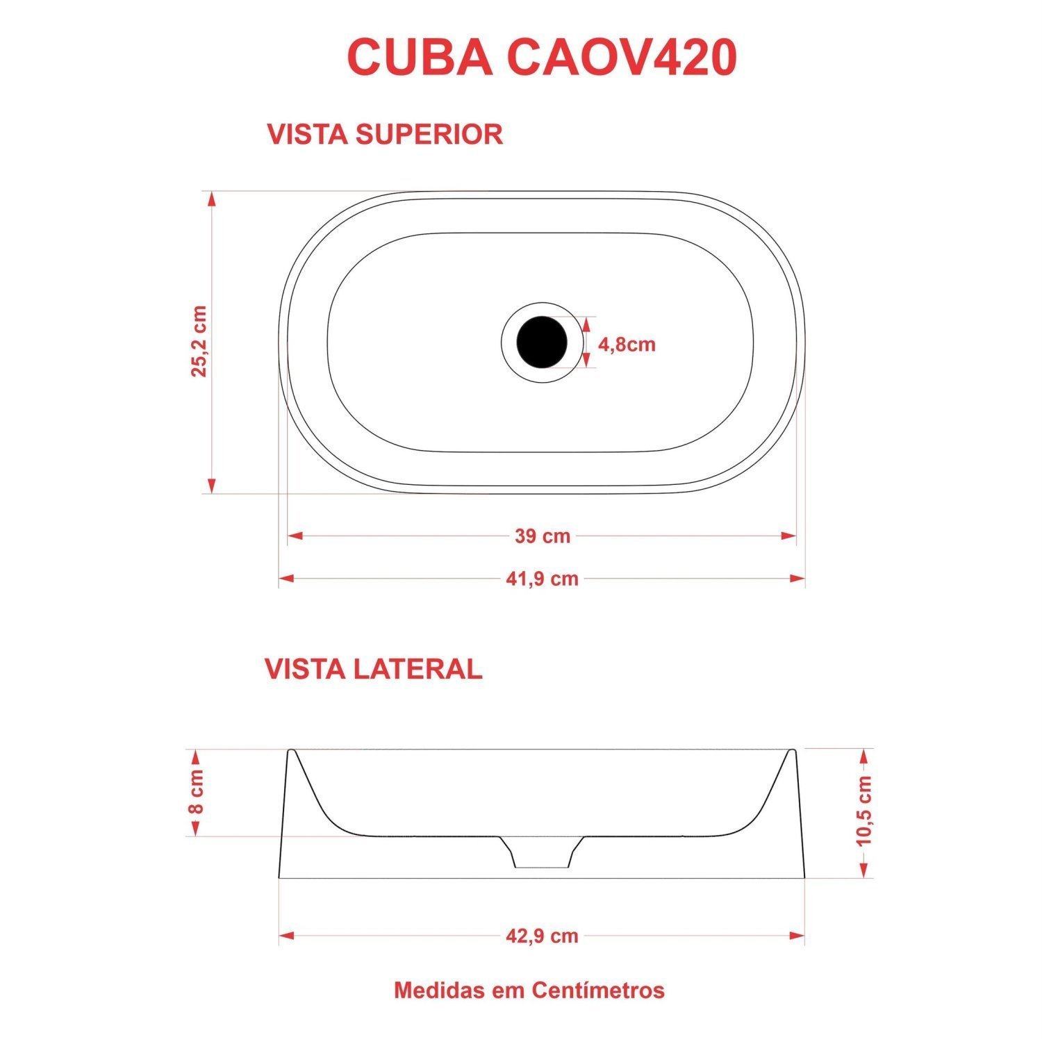 Cuba de Apoio para Banheiro Laila O42 Oval Compace - 3