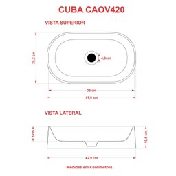 Cuba de Apoio para Banheiro Laila O42 Oval Compace - 3
