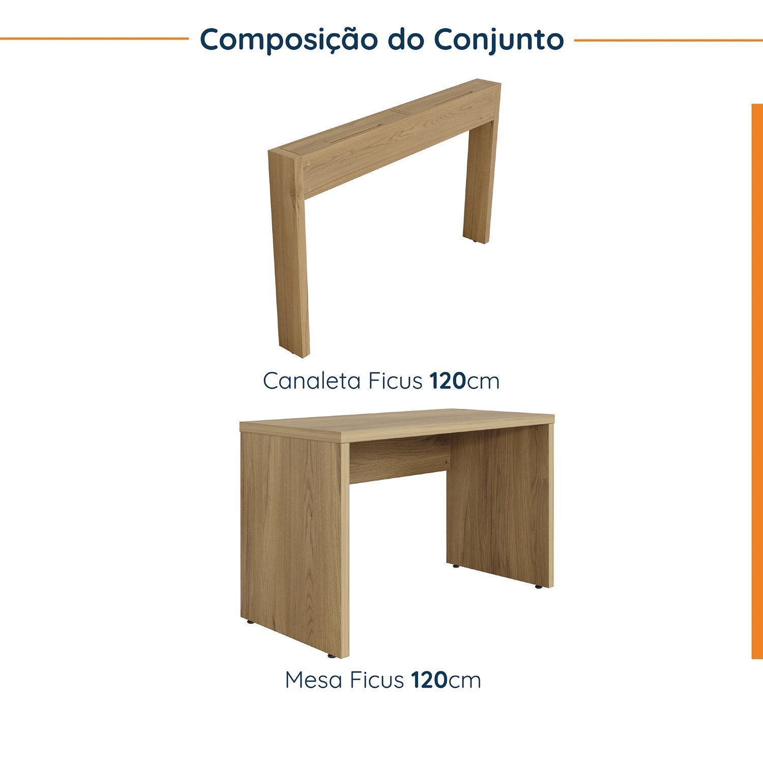 Mesa de Escritório 120cm com Canaleta para Fios Ficus Cabecasa Madeiramadeira - 2