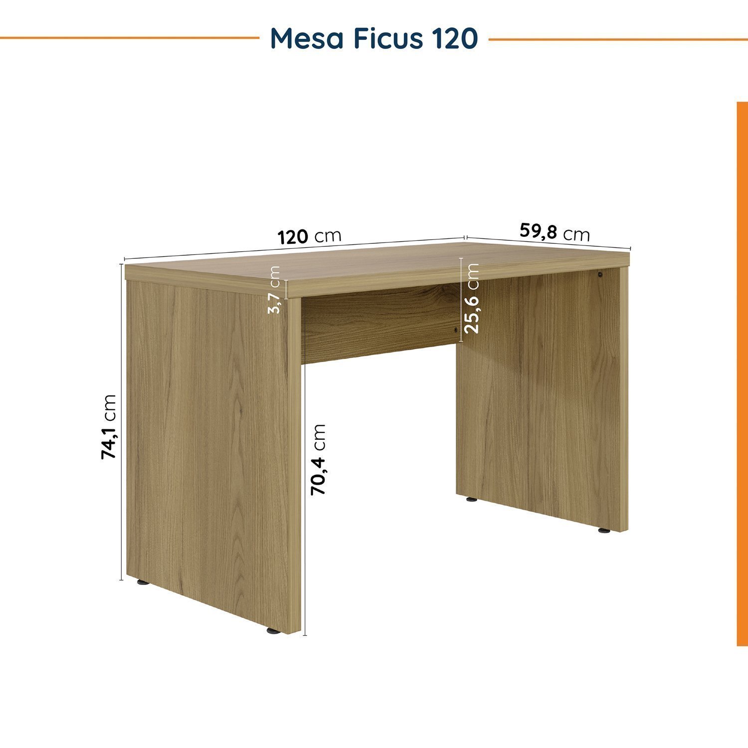 Mesa de Escritório 120cm com Canaleta para Fios Ficus Cabecasa Madeiramadeira - 7