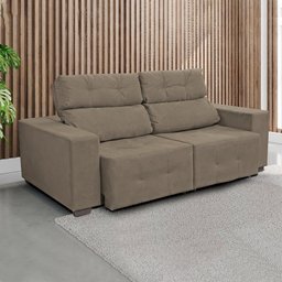 Sofá Retrátil Reclinável 2 Lugares Manoela Para Sala de Estar Pé Palito Suede Bege Escuro - Ninho De - 1