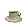 Xícara Café Aurora com Pires Cerâmica 80ml Branca Borda Dourada - 2