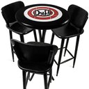 Ver imagem 1 de Conjunto Mesa Madeira Azulejo 60cm - Bistrô Fixa 98cm + 3 Banquetas 73 - Preta - Duff