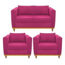 Ver imagem 1 de Kit Sofá 2 Lugares e 2 Poltronas Europa Suede Pink Doce Sonho Móveis