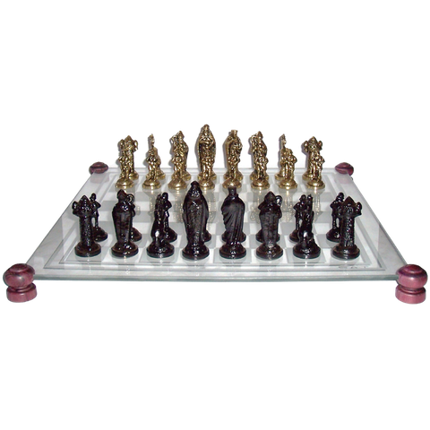 Jogo de Xadrez Completo Real em Latâo Artesanal