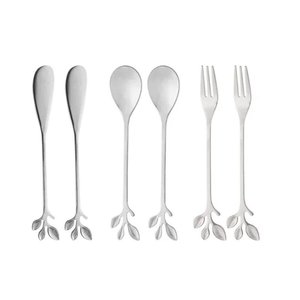 Conjunto Talheres para Petiscos Leaves Bon Gourmet Aço Inox