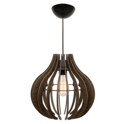 Kit 3 Pendente Lótus Poptem Madeira Lustre Luminária 30cm Sala - 2