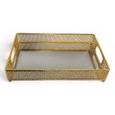Ver imagem 7 de Kit 2 Bandejas Retangulares Douradas com Base Espelhada a: 07cm L: 29cm C: 43cm | a: 06cm L: 23cm C: