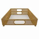 Ver imagem 5 de Kit 2 Bandejas Retangulares Douradas com Base Espelhada a: 07cm L: 29cm C: 43cm | a: 06cm L: 23cm C: