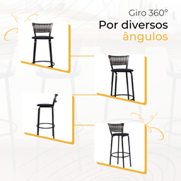 Kit 3 Banquetas Alta para Cozinha Junco Degradê Bancada Bistrô Balcão Ilhas Área Gourmet Piscina - 5