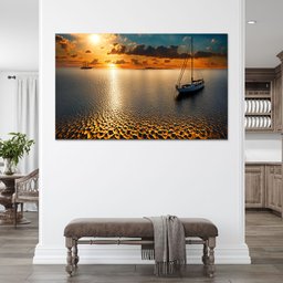 Quadro Decorativo Paisagem Navegando na Serenidade - 200x120 Cm - 3 Quadro Decorativo Paisagem Navegando na Serenidade - 200x120 Cm - 3