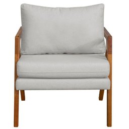 Poltrona Decorativa Madeira Maciça Luxo Mona Cor:Linho Cinza - 4