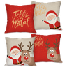Kit com 4 Capas para Almofadas Natalinas Feliz Natal - 1