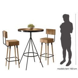 Conjunto Mesa Bistrô e 2 Banquetas Barcelona Cor Amarula - Salaone Decor - 2