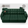 Sofá com Porta Copos e Carregador Usb Eureka 2,30m Assento Retrátil e Reclinável Velosuede Verde - 5