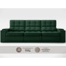 Sofá com Porta Copos e Carregador Usb Eureka 2,30m Assento Retrátil e Reclinável Velosuede Verde - 4