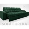 Sofá com Porta Copos e Carregador Usb Eureka 2,30m Assento Retrátil e Reclinável Velosuede Verde - 2