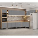 Ver imagem 2 de Armário de Cozinha Modulada de Canto 9 Peças CP06 Balcão com Pia Inox Castanho/Cinza - Lumil Lumil M