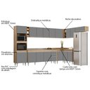 Ver imagem 3 de Armário de Cozinha Modulada de Canto 9 Peças CP06 Balcão com Pia Inox Castanho/Cinza - Lumil Lumil M