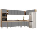 Ver imagem 1 de Armário de Cozinha Modulada de Canto 9 Peças CP06 Balcão com Pia Inox Castanho/Cinza - Lumil Lumil M