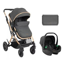 Carrinho C/ Moises 3 em 1 Kaia C/ Bebe Conforto e Bolsa Dark Gray - Kikkaboo - 1