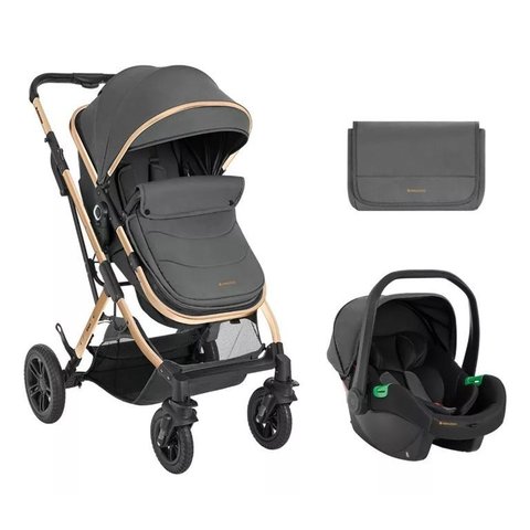 Carrinho C/ Moises 3 em 1 Kaia C/ Bebe Conforto e Bolsa Dark Gray - Kikkaboo