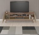 Ver imagem 4 de Rack para TV até 65 Polegadas MDF 160cm Pés em Madeira Maciça Turim 2 Portas 1 Prateleira Branco