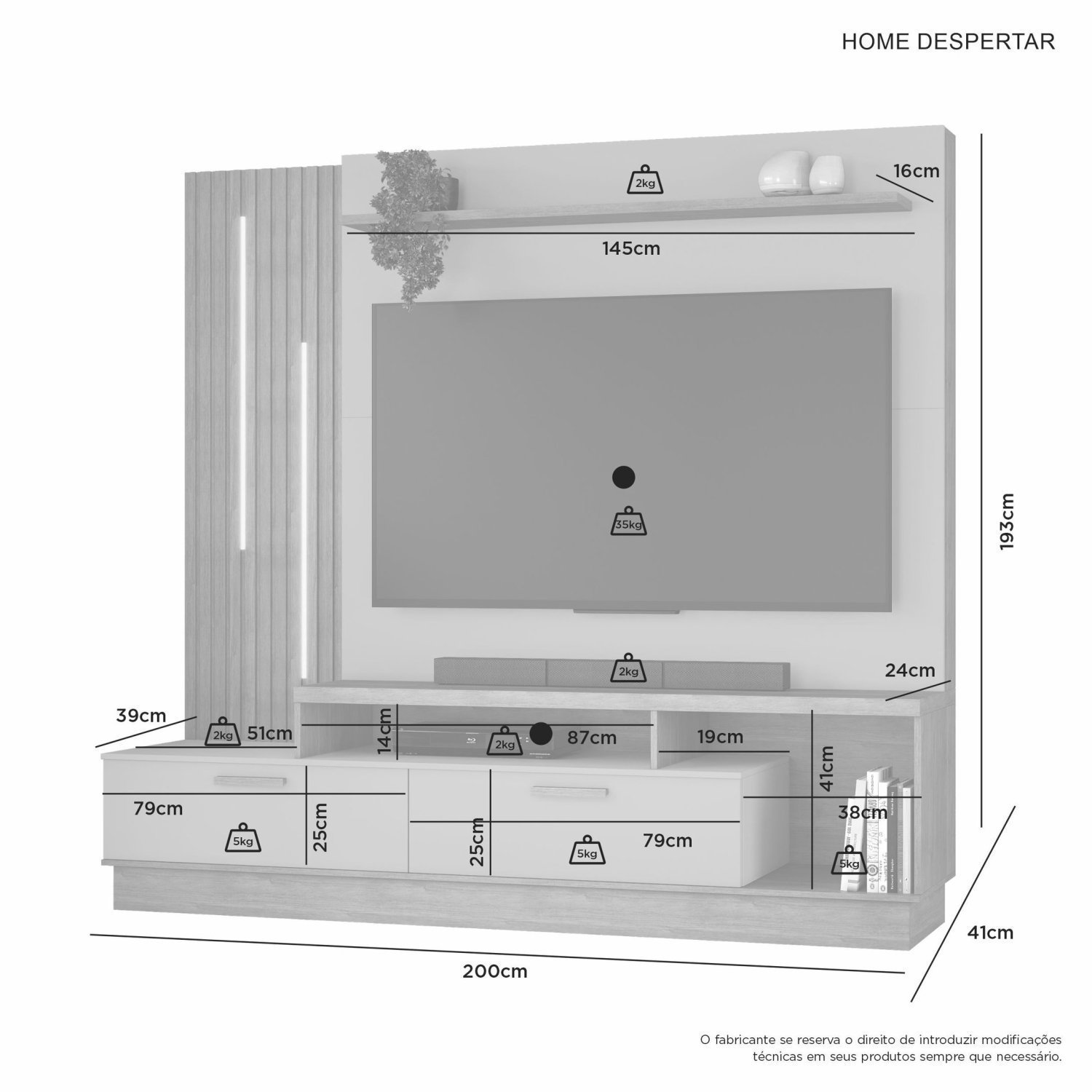 Estante para Tv e Home Despertar Candian - 3