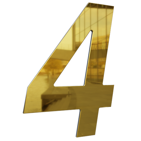 Número 130mm Garbo Font - Ouro Espelhado - Metalmidia 4