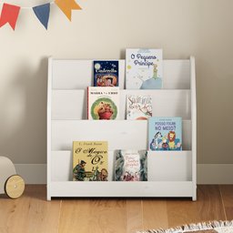Porta Livros Branco Madeira de Chão 4 Nichos Livreiro Bruno Idimex - 2